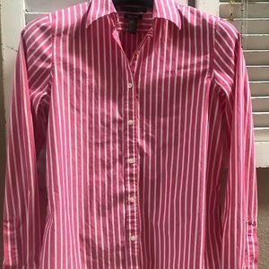 Pink and white stripes button down